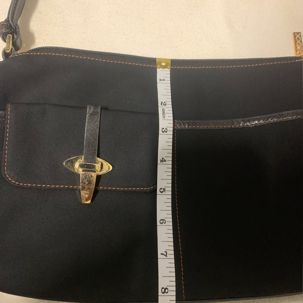 Maxx New York Handbag Medium Black Fabric/Leather Strap Trim Gold Hardware - Picture 6 of 16